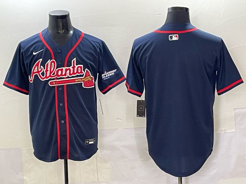 Men Atlanta Braves Blank Drak Blue joint name Nike 2025 MLB Jersey style 03